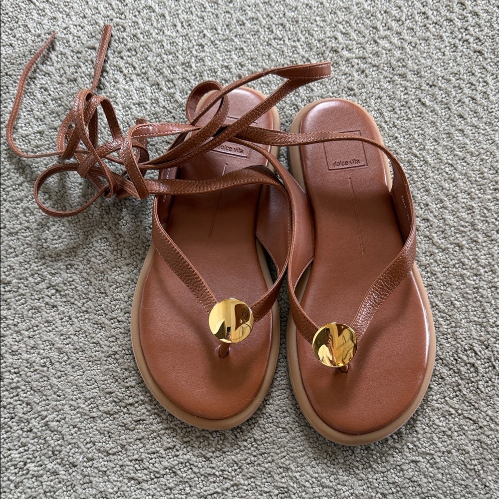 Dolce Vita Brown Sandals with Gold Accents
